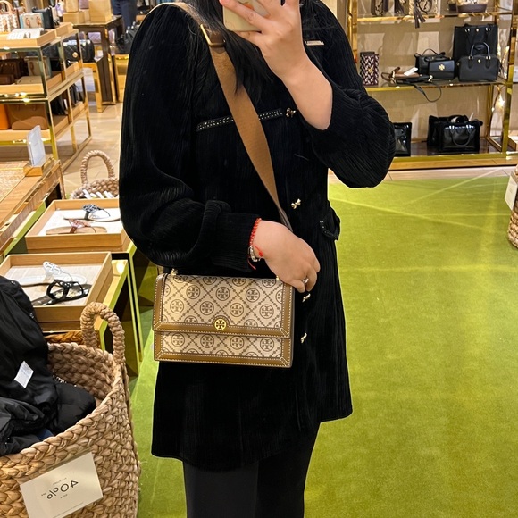 NWT TORY BURCH T MONOGRAM JACQUARD MINI BAG Two stripes $448 - Picture 9 of 16